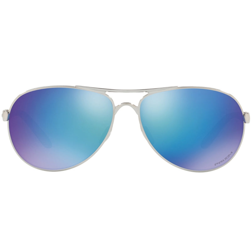 Load image into Gallery viewer, Oakley Women's Feedback Polarized Sunglasses - Polished Chrome/Prizm Sapphire 3