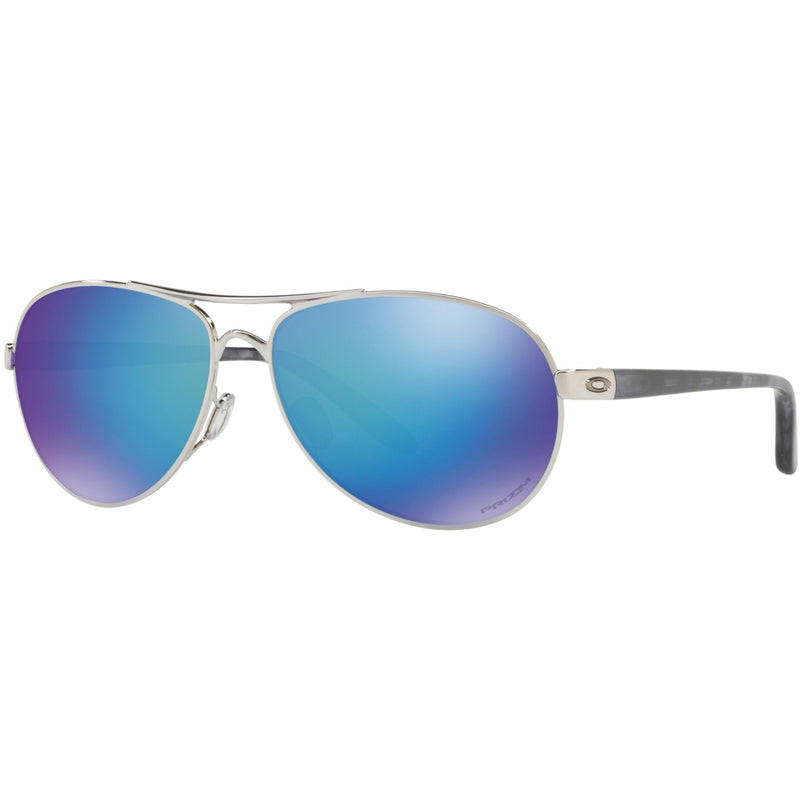Load image into Gallery viewer, Oakley Women's Feedback Polarized Sunglasses - Polished Chrome/Prizm Sapphire 1