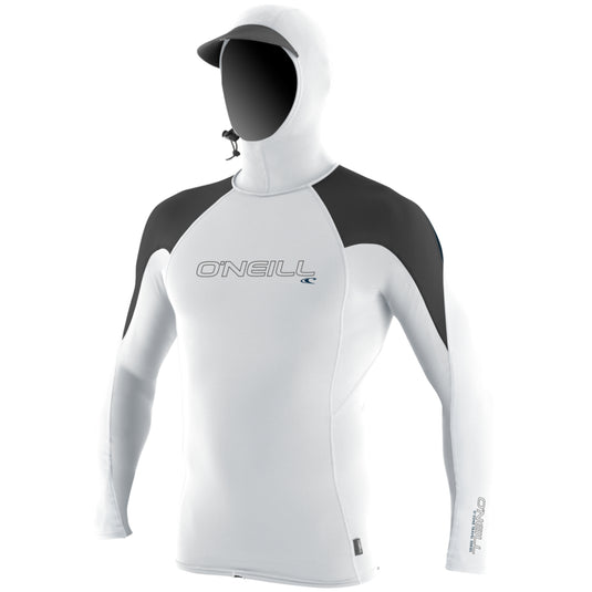 O'Neill Wetsuits Skins O'Zone Hooded Long Sleeve Rash Guard - Cool Grey/White