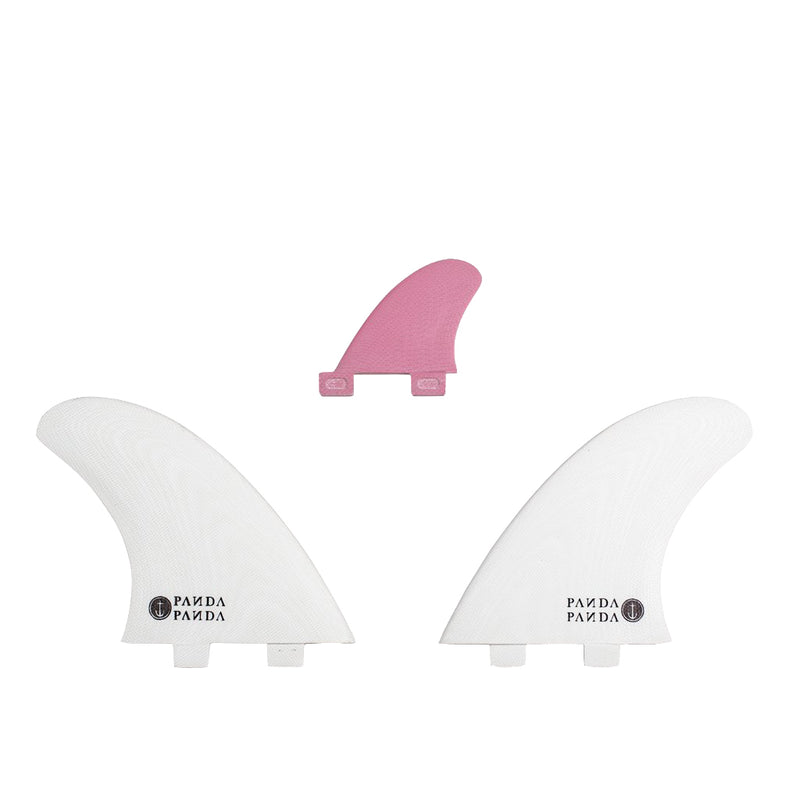Load image into Gallery viewer, Captain Fin Co. Panda FCS Compatible Twin + 1 Fin Set - White/Pink
