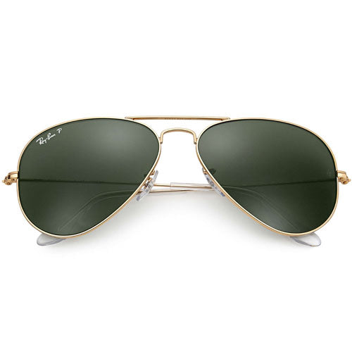 Ray-Ban Aviator Polarized Sunglasses - Gold/Crystal Green