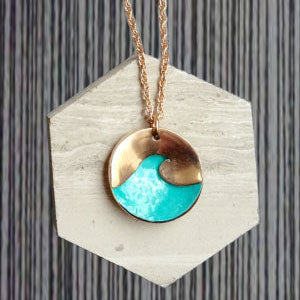 S1W Handmade Textured Wave Necklace - Copper