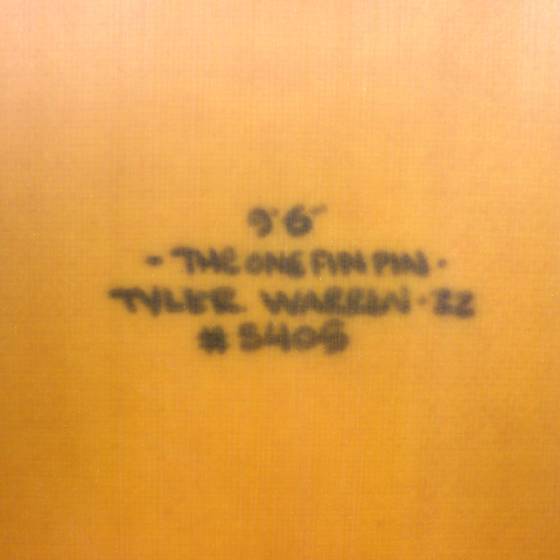 Load image into Gallery viewer, Tyler Warren Shapes One Fin Pin 9'6 x 23 x 2 ⅞ Surfboard - Camel Gold • DAMAGED 4