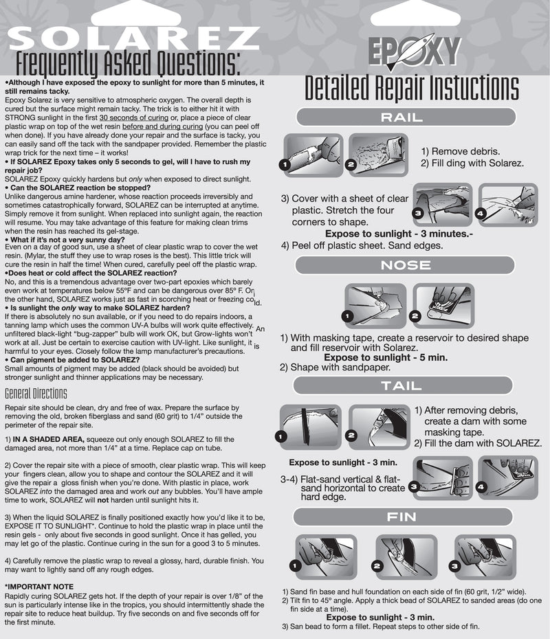 Load image into Gallery viewer, Solarez Epoxy Ding Repair - Directions