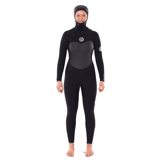 Rip Curl Women's Flashbomb 5/4 Hooded Chest Zip Wetsuit - New - Front