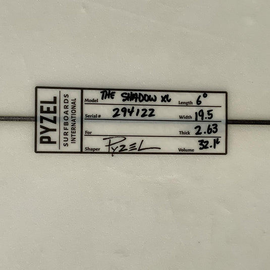 Pyzel Shadow XL 6'0 × 19 ½ × 2 ⅝ Surfboard • USED 4