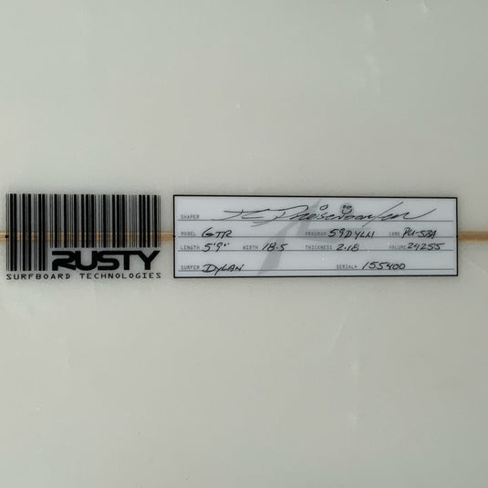 Rusty GTR 5'9 x 18 ½ x 2 3/16 Surfboard • USED