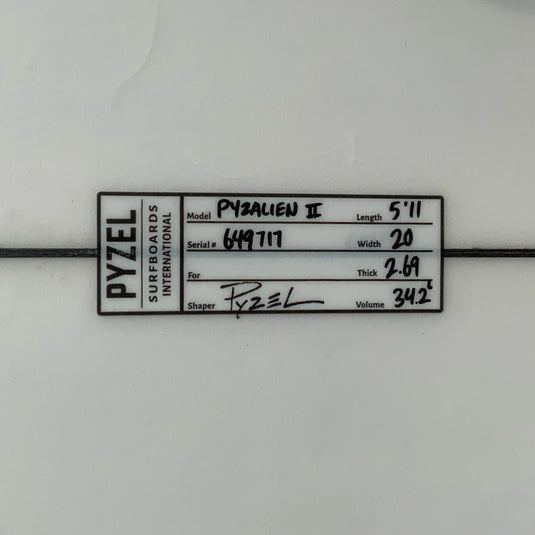 Pyzel Pyzalien II 5'11 × 20 × 2 11/16 Surfboard • USED 4