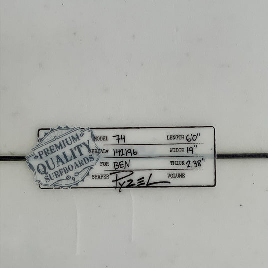 Pyzel '74 6'0 x 19 x 2 ⅜ Surfboard • USED