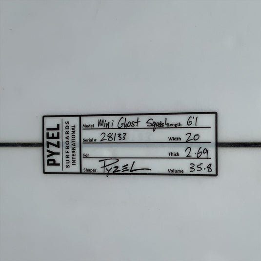 Pyzel Mini Ghost 6'1 × 20 × 2 11/16 Surfboard • USED 4