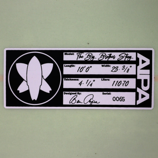 AIPA Big Brother Sting Fusion-HD 10'0 x 23 ⅜ x 4 ¼ Surfboard • REPAIRED