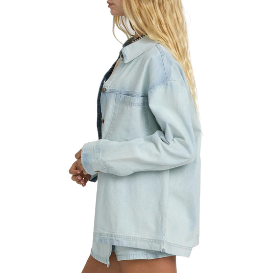 Billabong Women's Jade Saltwashed Long Sleeve Button-Up Shirt 3