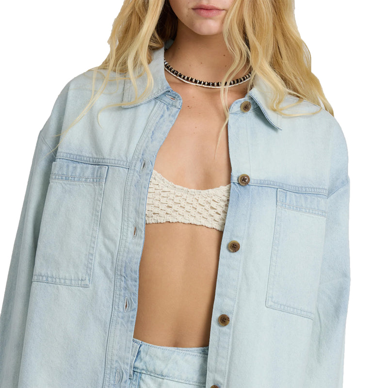 Load image into Gallery viewer, Billabong Women's Jade Saltwashed Long Sleeve Button-Up Shirt 4
