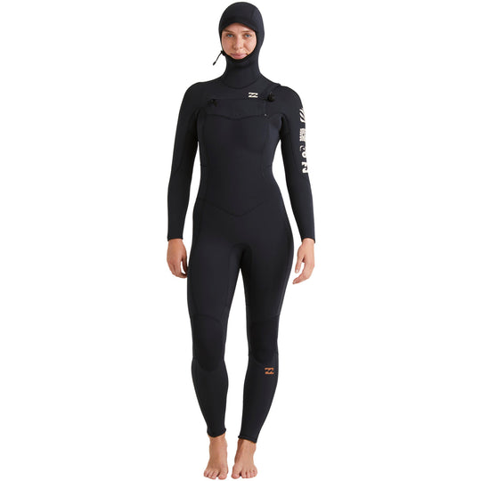 Billabong Women's Synergy Natural Upcycler 5/4 Hooded Chest-Zip Wetsuit