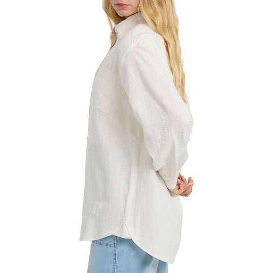 Billabong Women's Wanderer Solid Long Sleeve Button-Up Shirt 3
