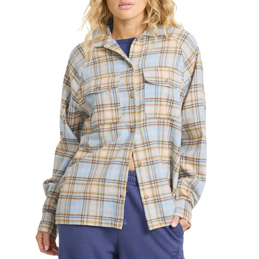 Billabong Women's Coastal Breeze Long Sleeve Button-Up Flannel Shirt 