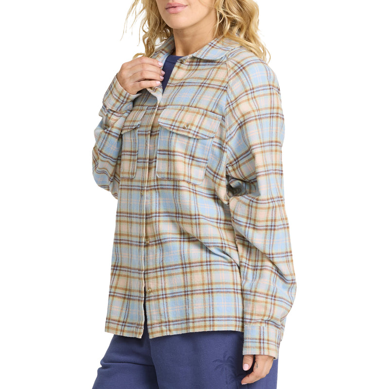 Load image into Gallery viewer, Billabong Women's Coastal Breeze Long Sleeve Button-Up Flannel Shirt 
