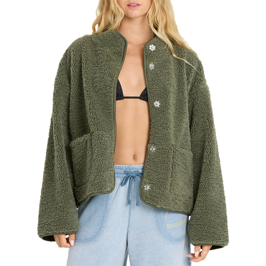 Billabong Women's Camper Reversible Snap-Button Sherpa Jacket
