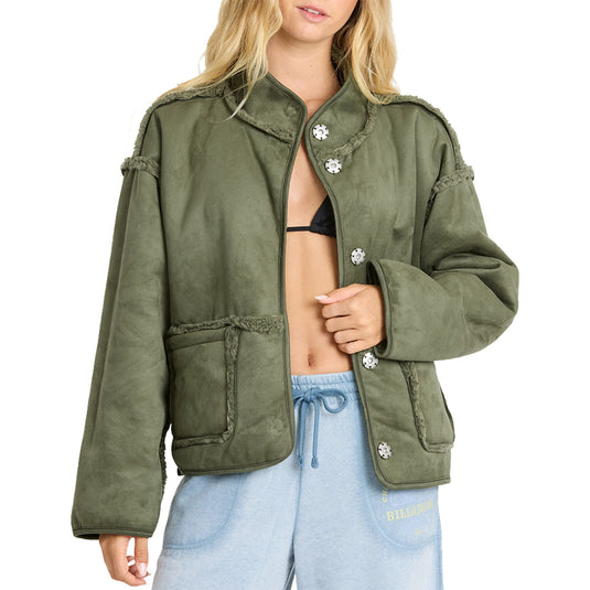 Billabong Women's Camper Reversible Snap-Button Sherpa Jacket