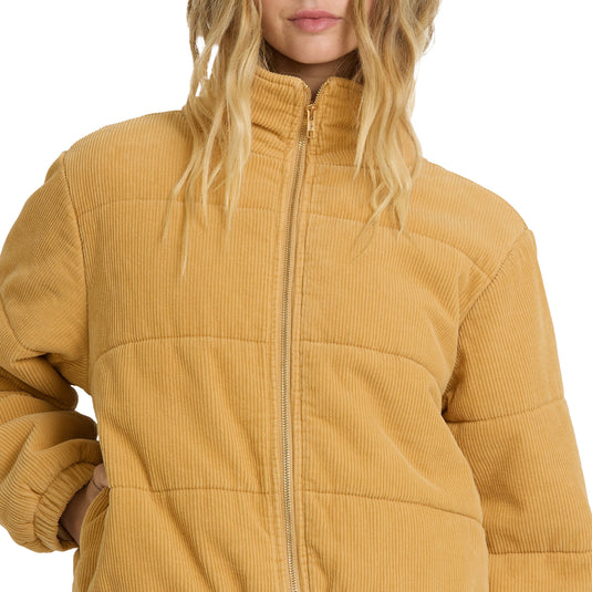 Billabong Women's Winter Waves Cord Zip-Up Bomber Jacket