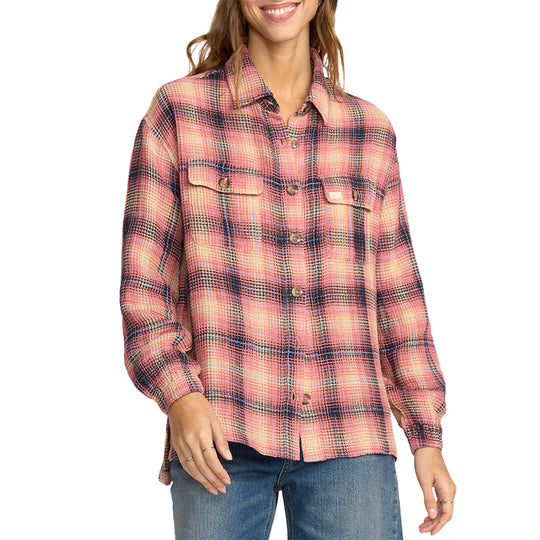 Billabong Women's Big Bear Long Sleeve Button-Up Flannel Shirt