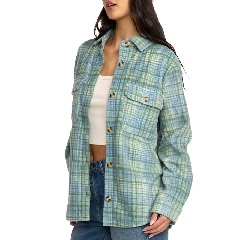 Load image into Gallery viewer, Billabong Women's Forge Fleece Long Sleeve Button-Up Flannel Shirt 2
