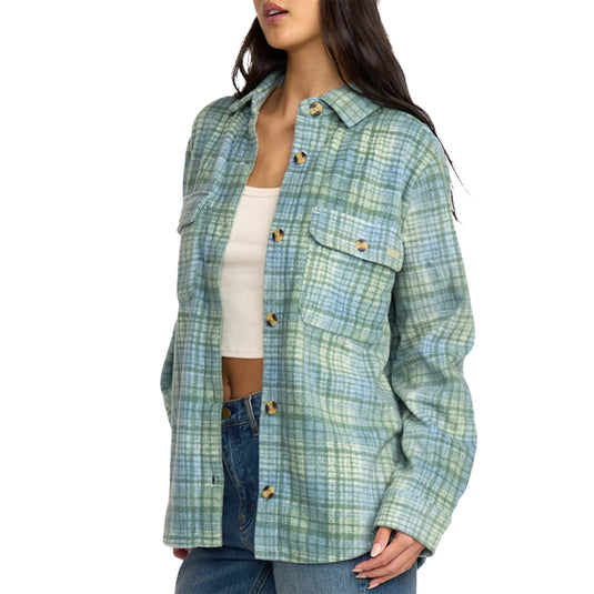 Billabong Women's Forge Fleece Long Sleeve Button-Up Flannel Shirt 2