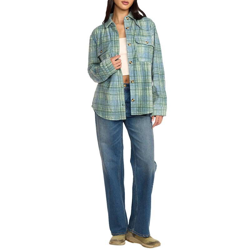 Load image into Gallery viewer, Billabong Women's Forge Fleece Long Sleeve Button-Up Flannel Shirt 4
