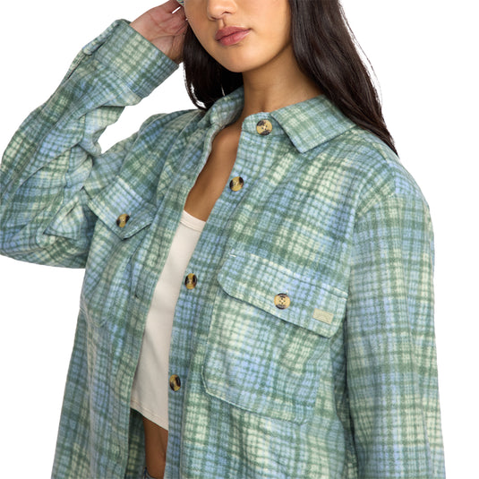 Billabong Women's Forge Fleece Long Sleeve Button-Up Flannel Shirt 5