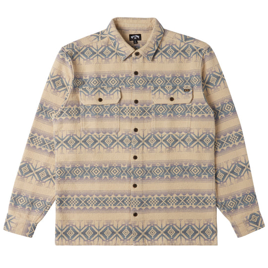 Billabong Offshore Jacquard Long Sleeve Button-Up Flannel Shirt - Taupe