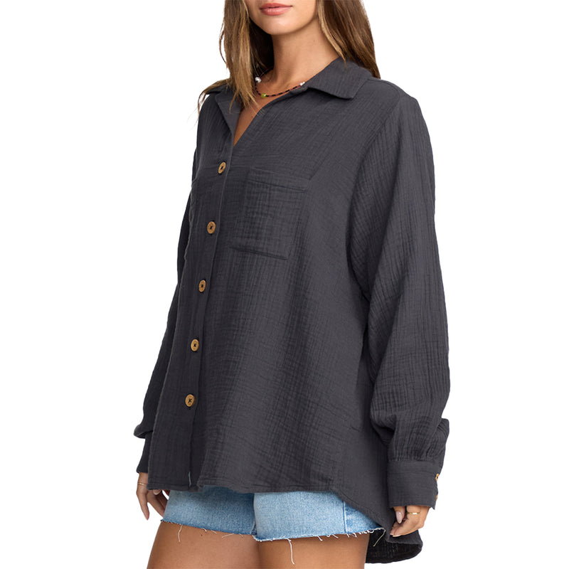 Load image into Gallery viewer, Billabong Women's Sweet Swell Long Sleeve Button-Up Shirt - Salt Crystal 9
