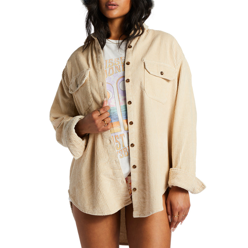 Load image into Gallery viewer, Billabong Women&#39;s So Stoked Cord Long Sleeve Button-Up Top

