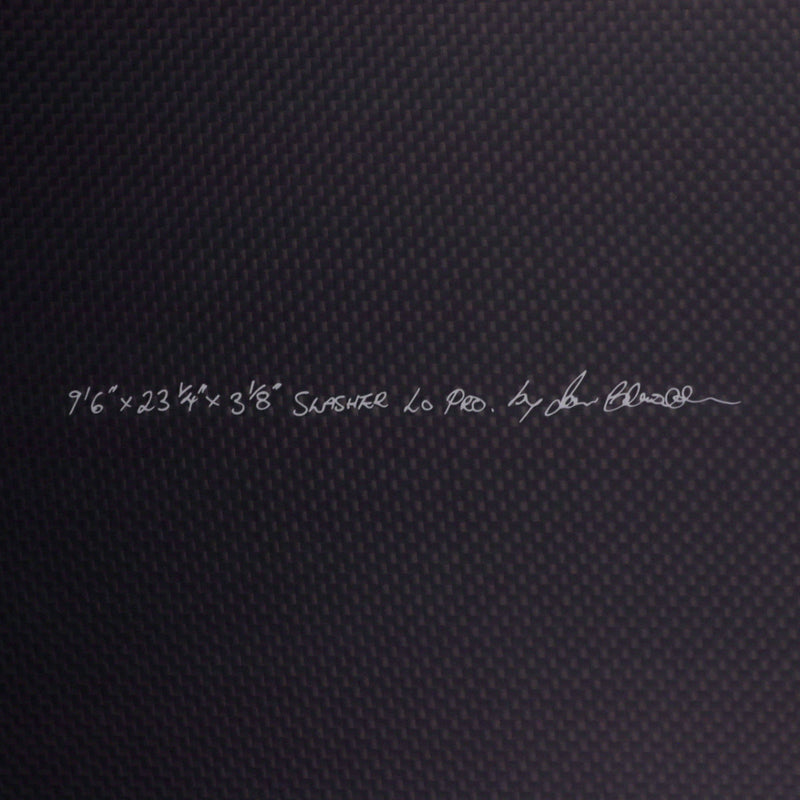 Load image into Gallery viewer, CJ Nelson Designs Slasher Low Pro Thunderbolt Black 9'6 × 23 ¼ × 3 ⅛ Surfboard - Tan/Carbon 4
