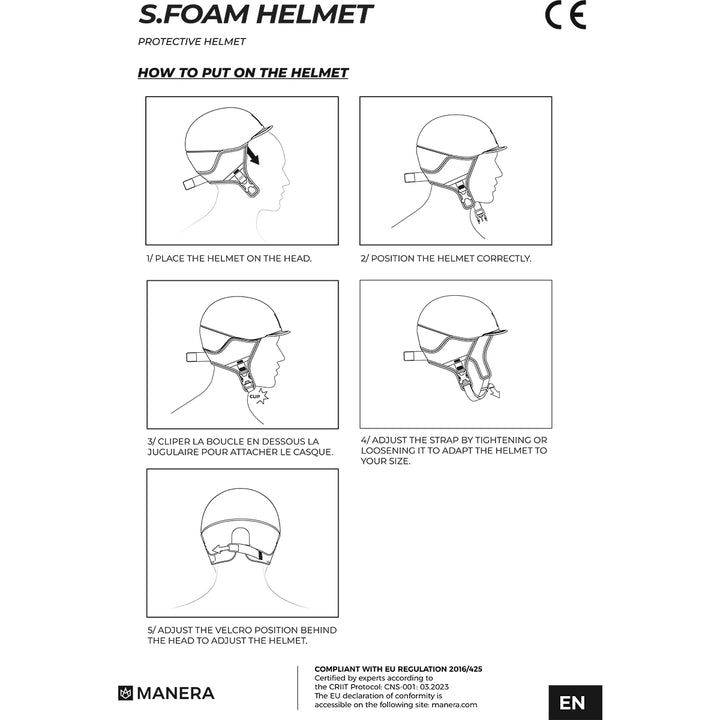 How to put on the Manera S-Foam Helmet Instructions
