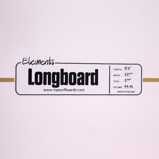 NSP Longboard Elements 8'6 × 22 ¼ × 2 ⅞ Surfboard - White