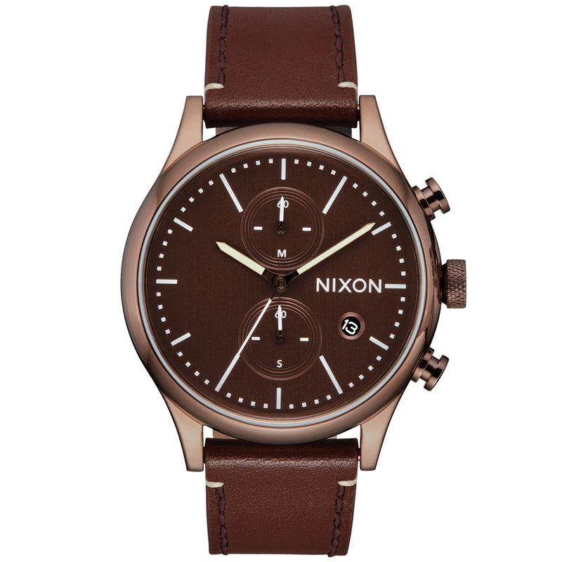 Load image into Gallery viewer, Nixon Station Chrono Leather Watch

