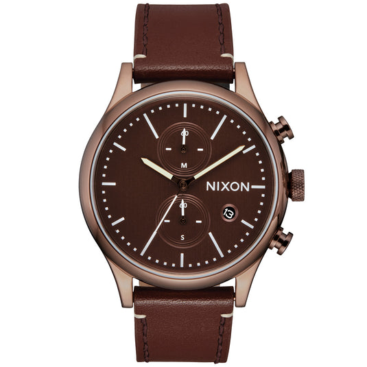 Nixon Station Chrono Leather Watch
