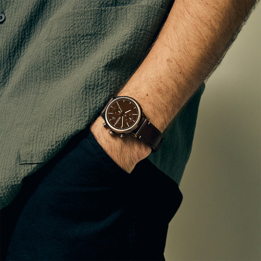 Nixon Station Chrono Leather Watch