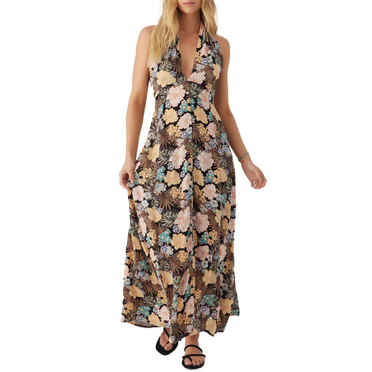 o'neill maxi dress O'Neill Women's Nickie Floral Maxi Dress in Black, Size XS, Viscose