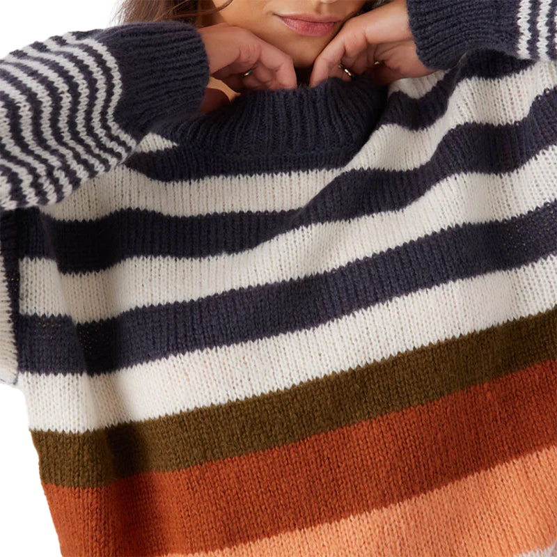 Load image into Gallery viewer, O'Neill Women's Billie Stripe Mock Neck Oversized Sweater
