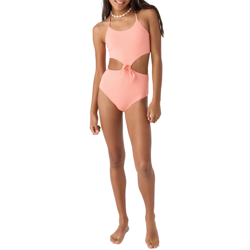 Load image into Gallery viewer, O&#39;Neill Youth Dawnbreak Rib Knot Front One-Piece Swimsuit
