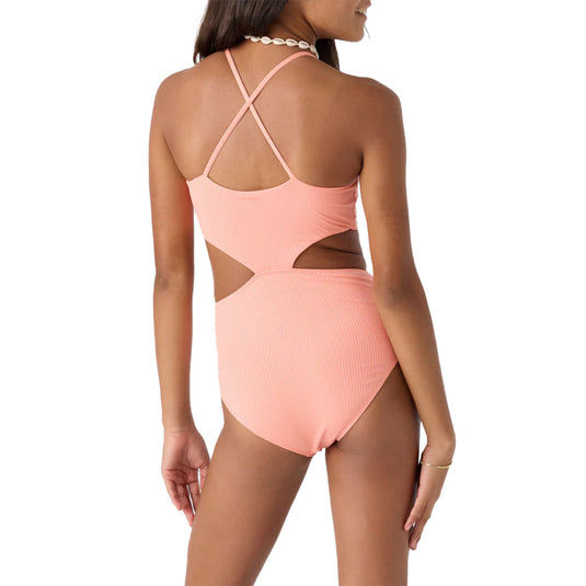 O'Neill Youth Dawnbreak Rib Knot Front One-Piece Swimsuit