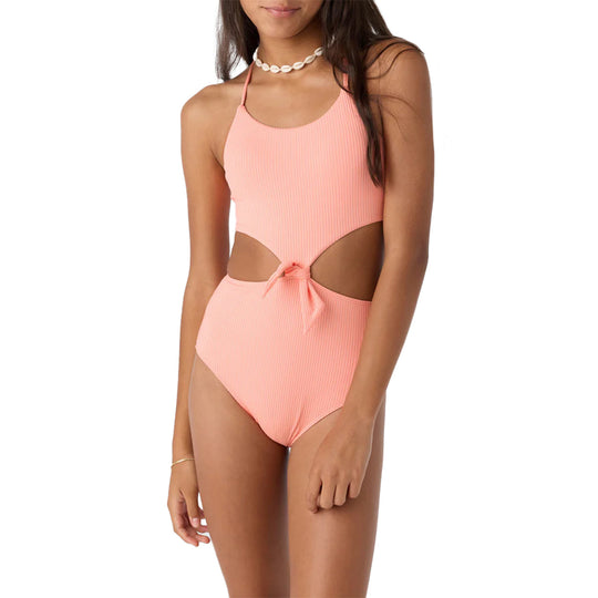 O'Neill Youth Dawnbreak Rib Knot Front One-Piece Swimsuit