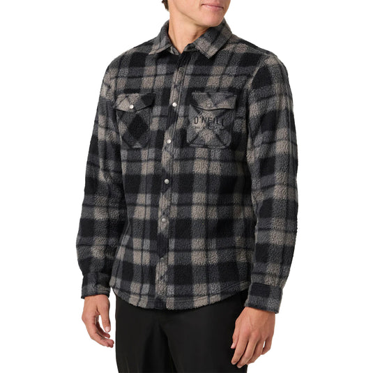 O'Neill Glacier Plaid High Pile Superfleece Long Sleeve Button-Up Shirt 4