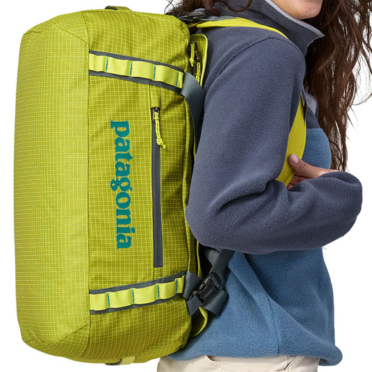 green patagonia duffel Black Hole 70L Bag-Nouveau REAL Watersports resistant 100% recycled polyester ripstop with a matte Black Hole Duffel 55L -