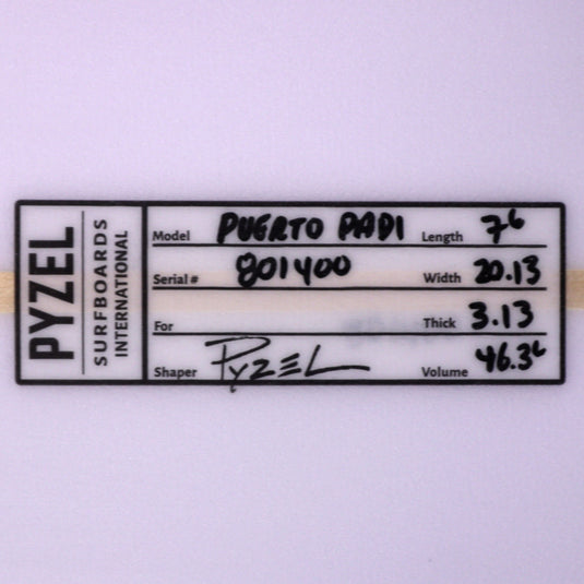 Pyzel Puerto Padi 7'6 x 20 ⅛ x 3 ⅛ Surfboard