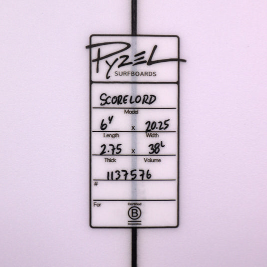 Pyzel The Score Lord 6'4 × 20 ¼ × 2 ¾ Surfboard 