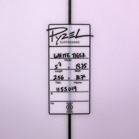 Pyzel White Tiger 5'7 × 19 ¾ × 2 9/16 Surfboard