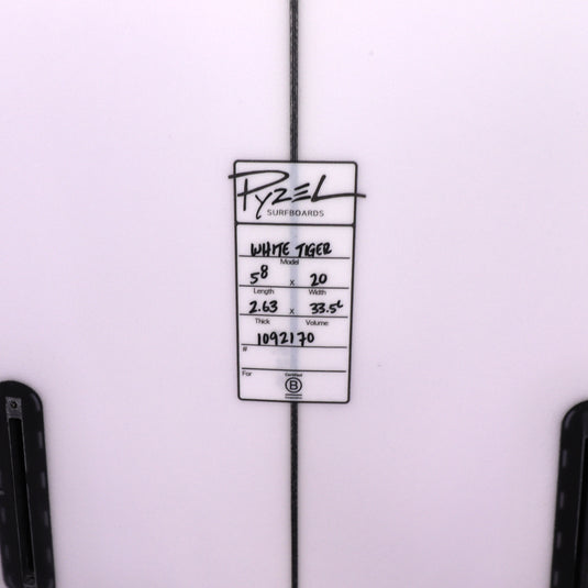 Pyzel White Tiger 5'8 × 20 × 2 ⅝ Surfboard • BLEMISH – Cleanline Surf
