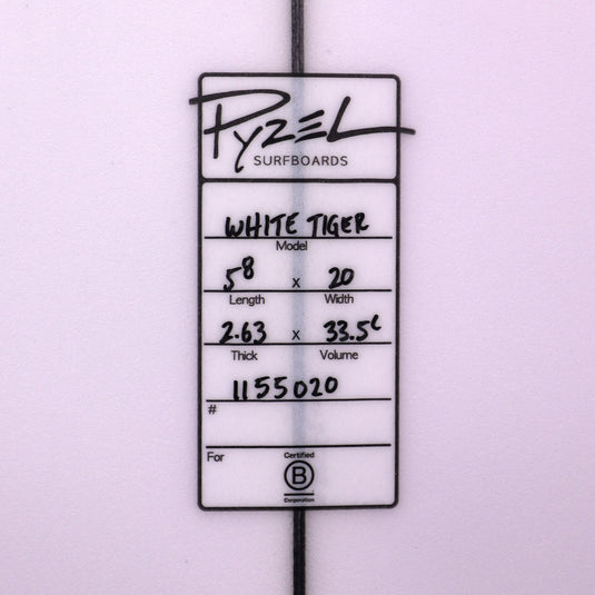 Pyzel White Tiger 5'8 × 20 × 2 ⅝ Surfboard